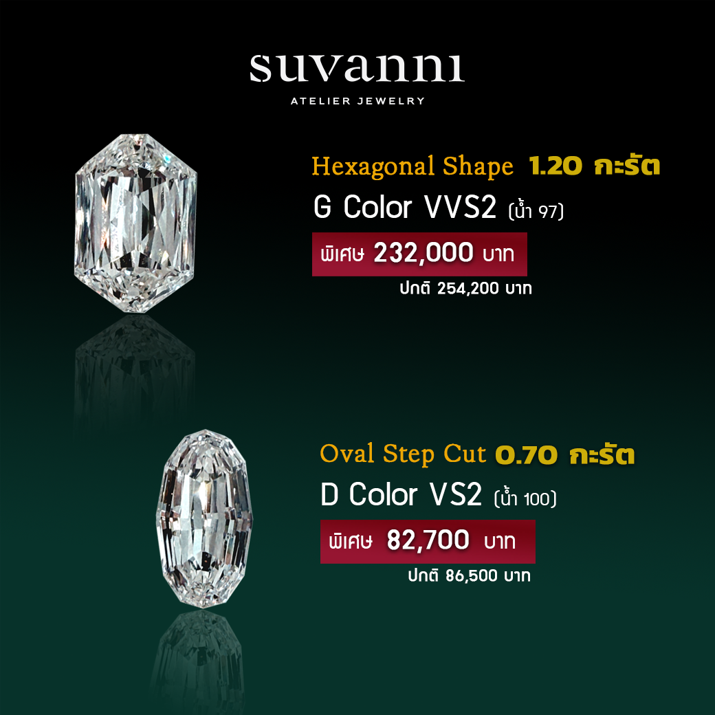 Hexagonal Diamond, Oval Step Cut Diamond